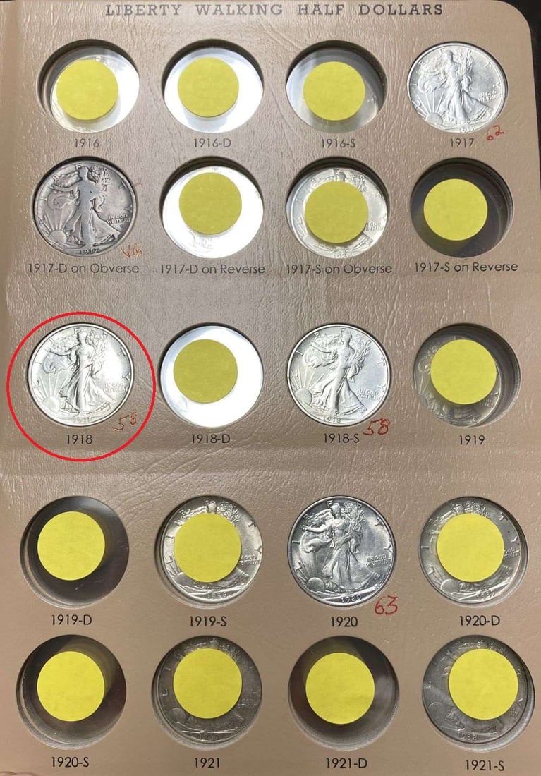 1918 Walking Liberty Silver Half Dollar AU58 (1 of 3)