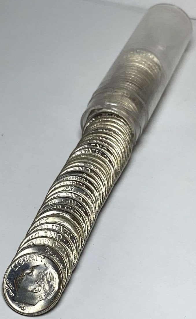 Roll (50-coins) 1961-D Roosevelt 90% Silver Dimes Mint Condition (1 of 3)