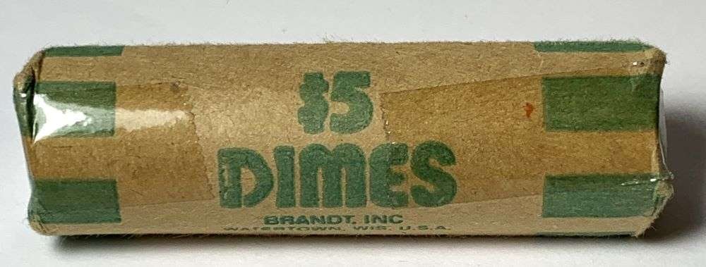 Paper Bank Wrapped Roll (50-coins) Mixed Years Mercury Silver Dimes (1 of 3)