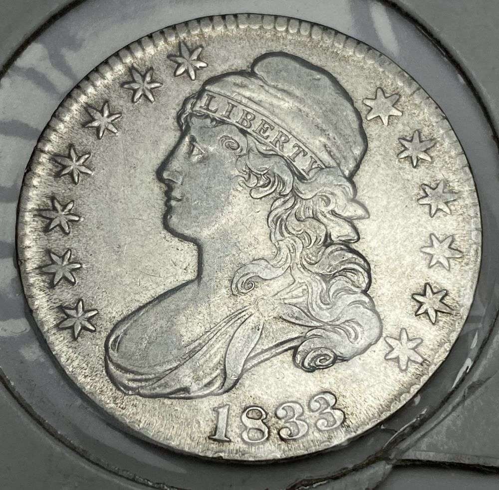 1833 Capped Bust Silver Half Dollar AU55 (1 of 3)