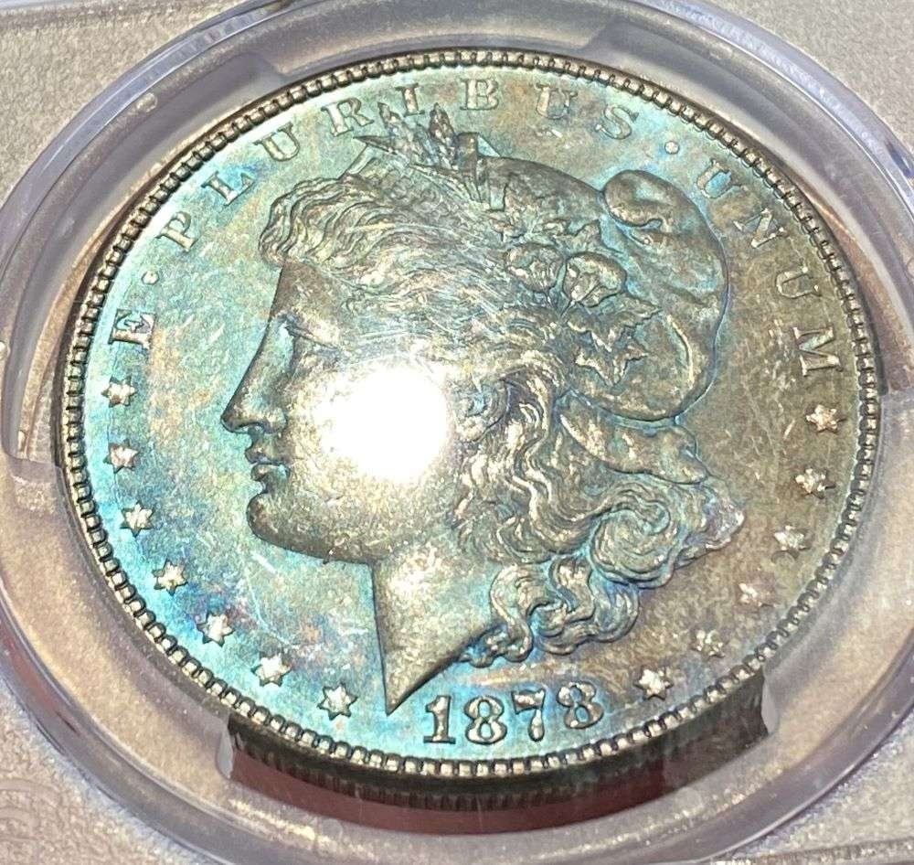 Electric Blue 1878 8TF Morgan Silver Dollar PCGS MS63 (1 of 6)