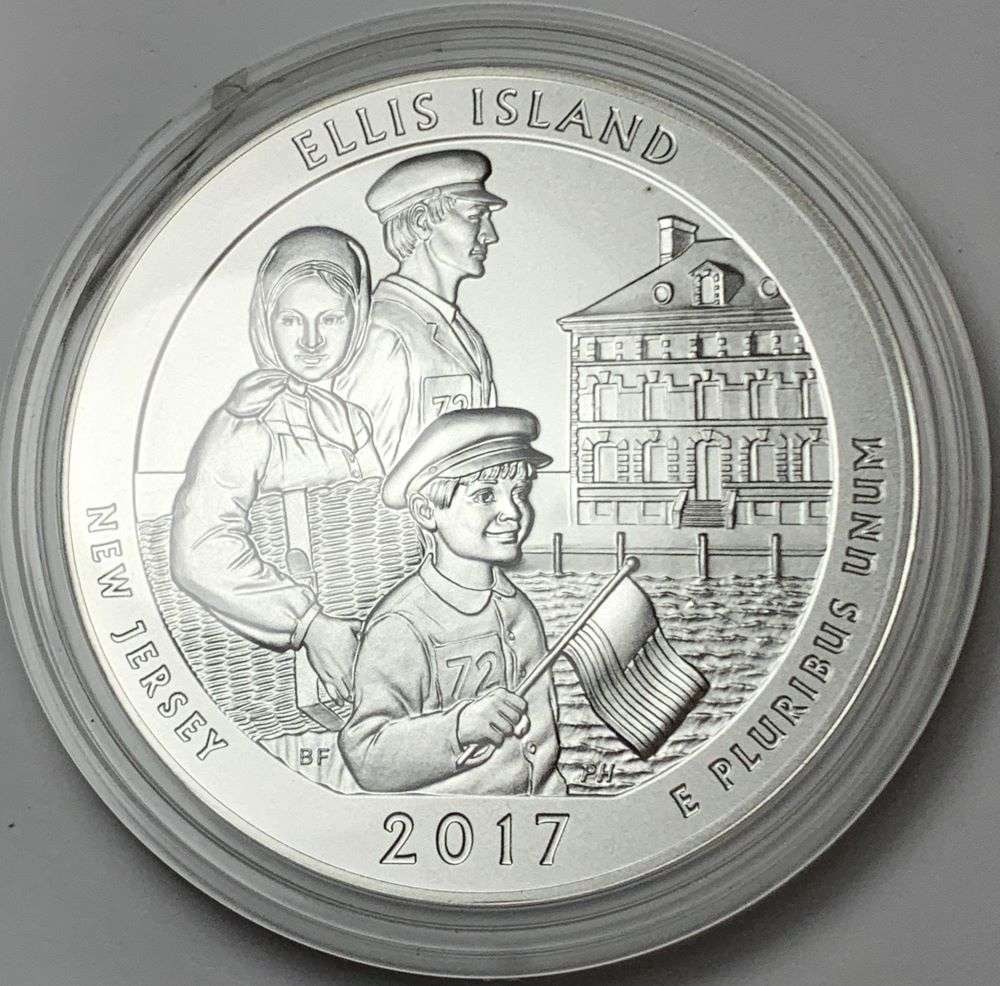 2017-P ATB New Jersey "Ellis Island"  5 ozt .999 Silver (1 of 5)