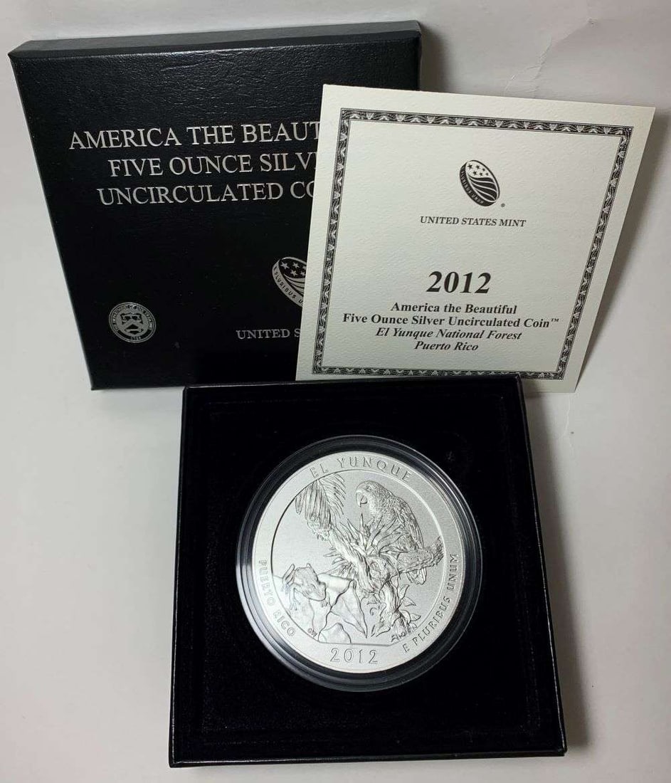 2012-P ATB Puerto Rico "El Yunque"  5 ozt .999 Silver OGP (1 of 7)