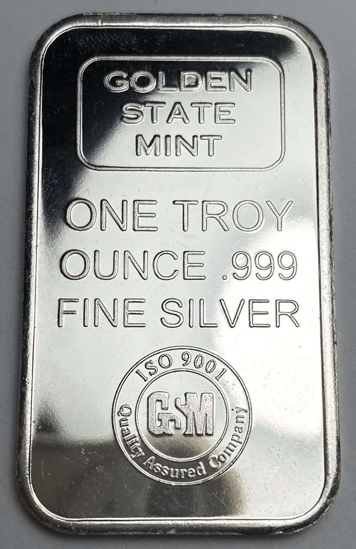 Golden State Mint 1 ozt .999 Silver Bar: Winner shall receive (1) bar precisely resembling the one shown here. (RR/B)