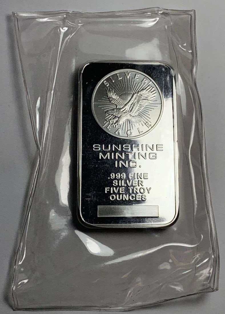 Sunshine Minting Inc. 5 ozt .999 Silver Bar (1 of 2)