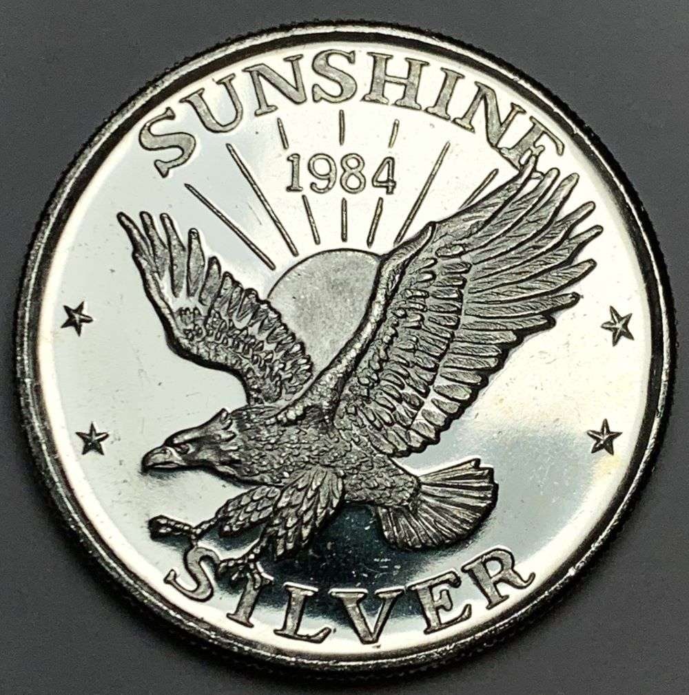 1984 Sunshine Mining Eagle 1 ozt .999 Silver (1 of 2)