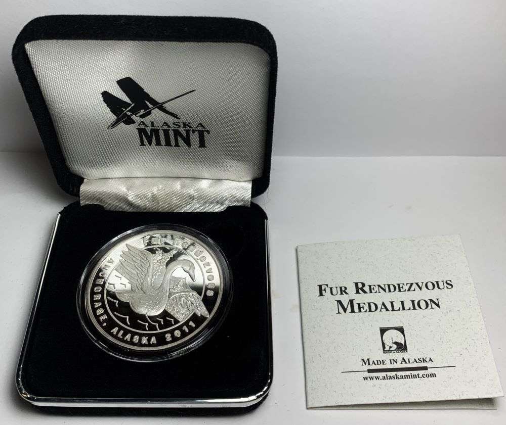 2011 Alaska Mint Fur Rendezvous "Land Of The Midnight Sun" Proof  1 ozt .999 Silver (1 of 6)