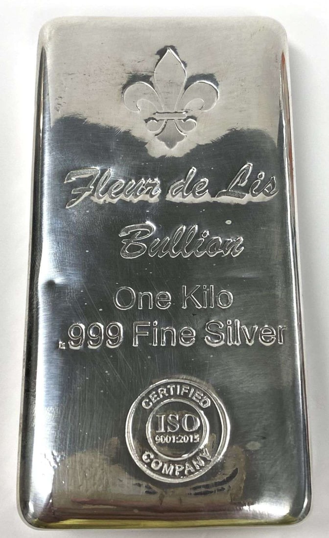 Last Minute! (1) Kilo Fleur De Lis .999 Silver Bar: Winner shall receive (1) bar precisely resembling the one shown here. (RR/FOE)