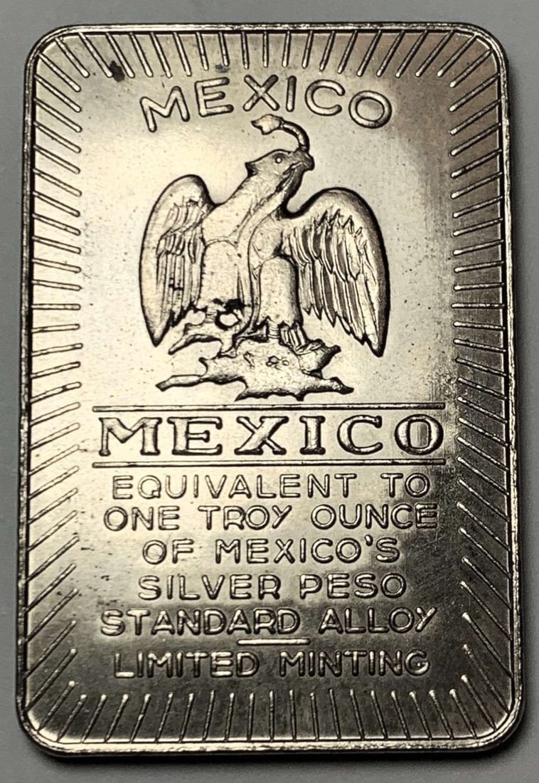Mexico 1 ozt Silver Bar: Winner shall receive the exact bar shown here. (JM/B)