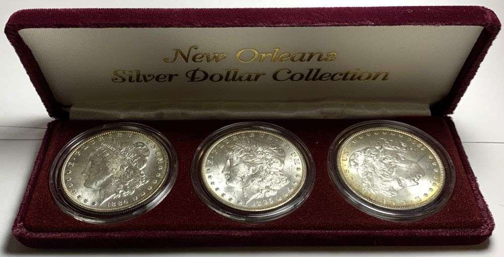 1884-1904 New Orleans Morgan Silver Dollar Set Mint Condition (3-coins) (1 of 7)