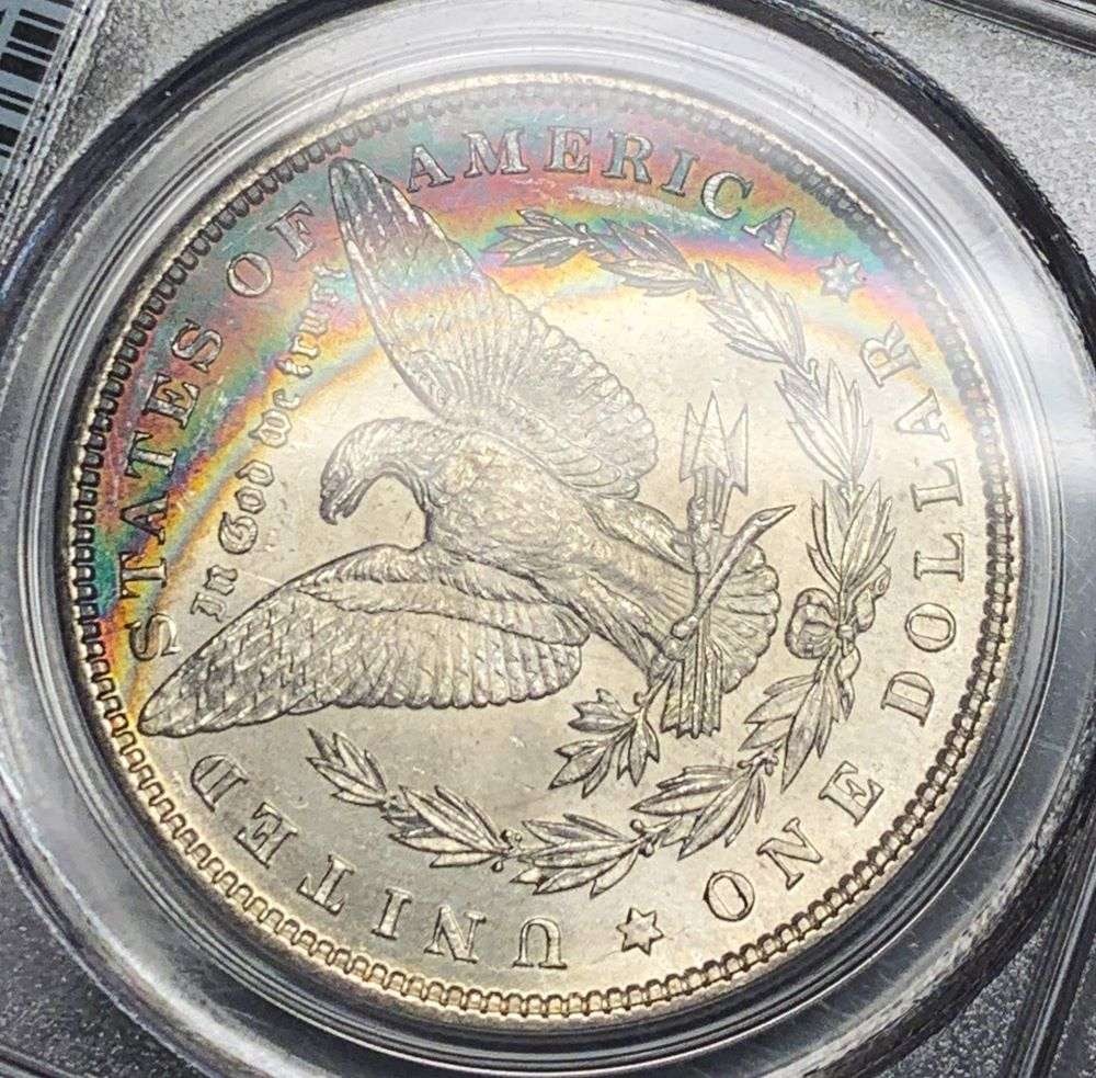 Rainbow Toned 1885 Morgan Silver Dollar PCGS MS62 (1 of 6)