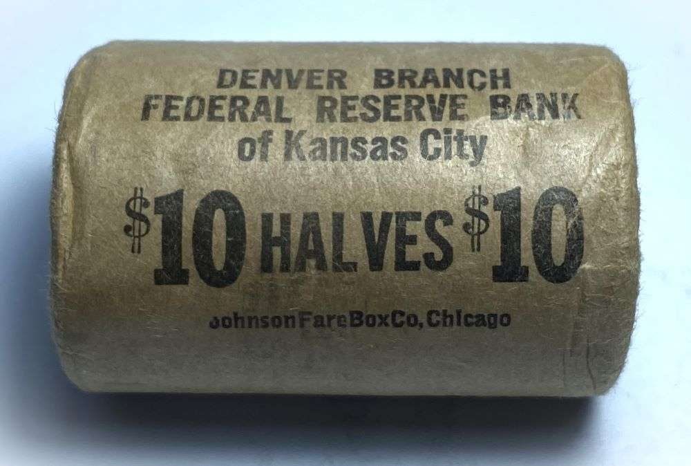 Federal Reserve Wrapped BU Roll (20-coins) 1963-D Franklin Silver Half Dollar (1 of 3)