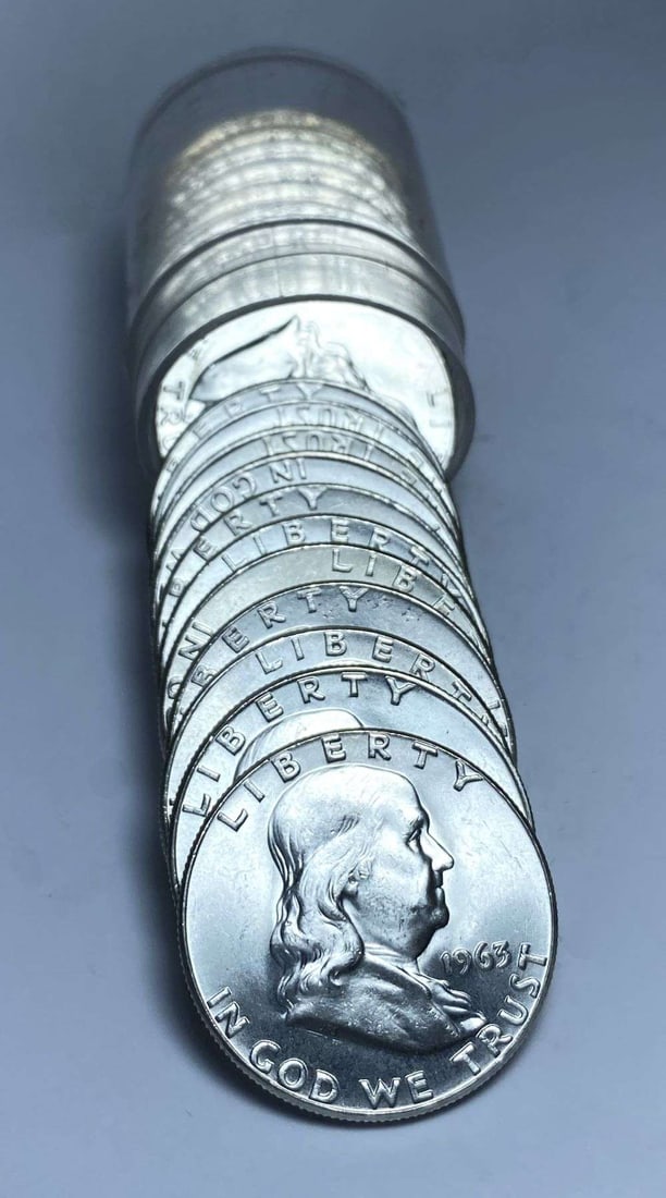 BU Roll (20-coins) 1963 Franklin Silver Half Dollar (1 of 3)