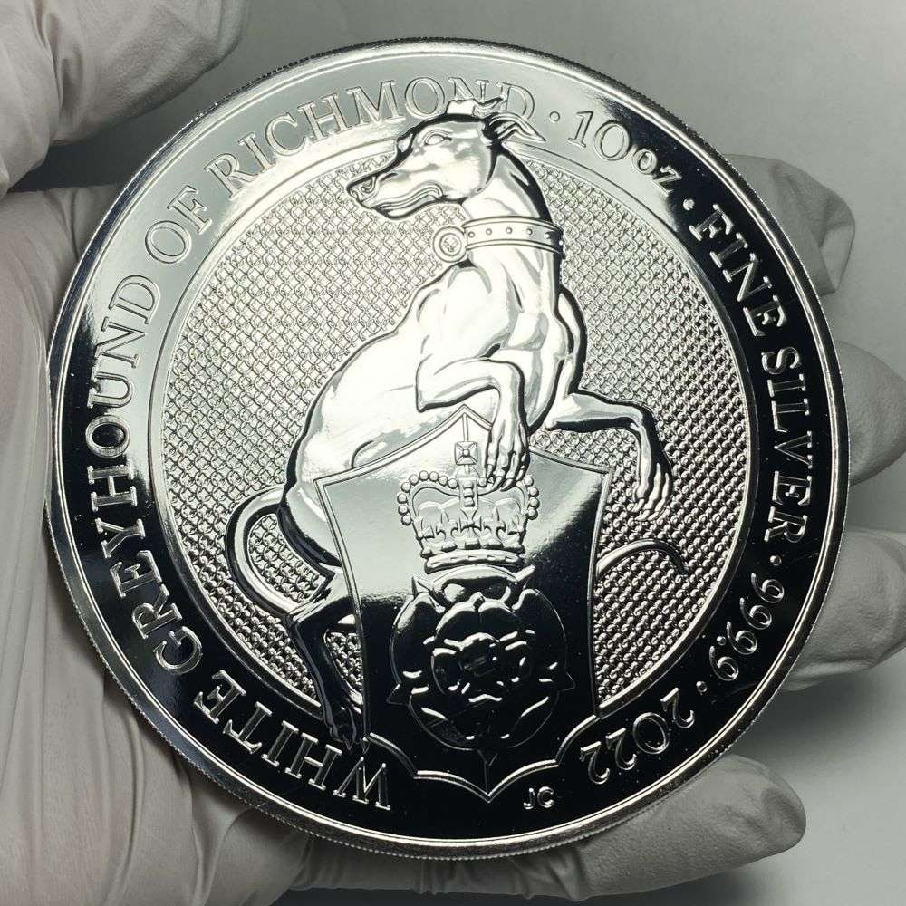 2022 Great Britain White Greyhound Of Richmond 10 ozt .9999 Silver (1 of 4)