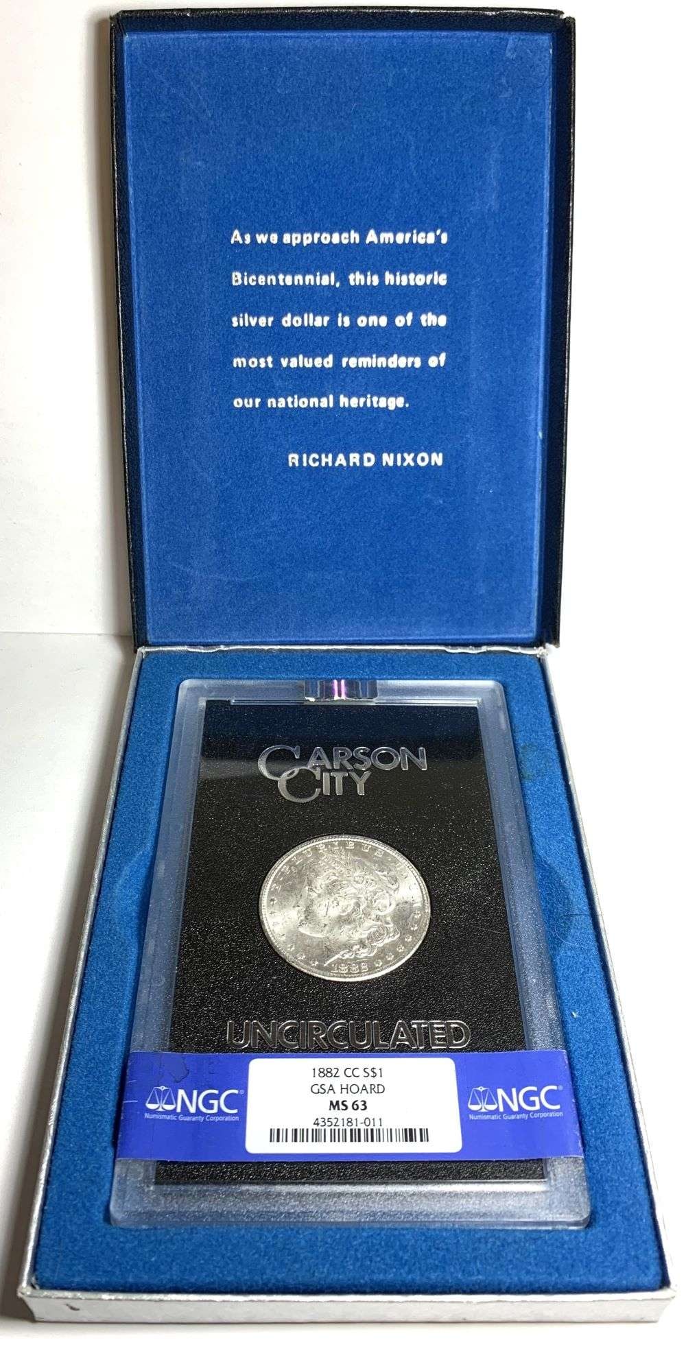 1882-CC Morgan Silver Dollar NGC GSA MS63 (1 of 5)