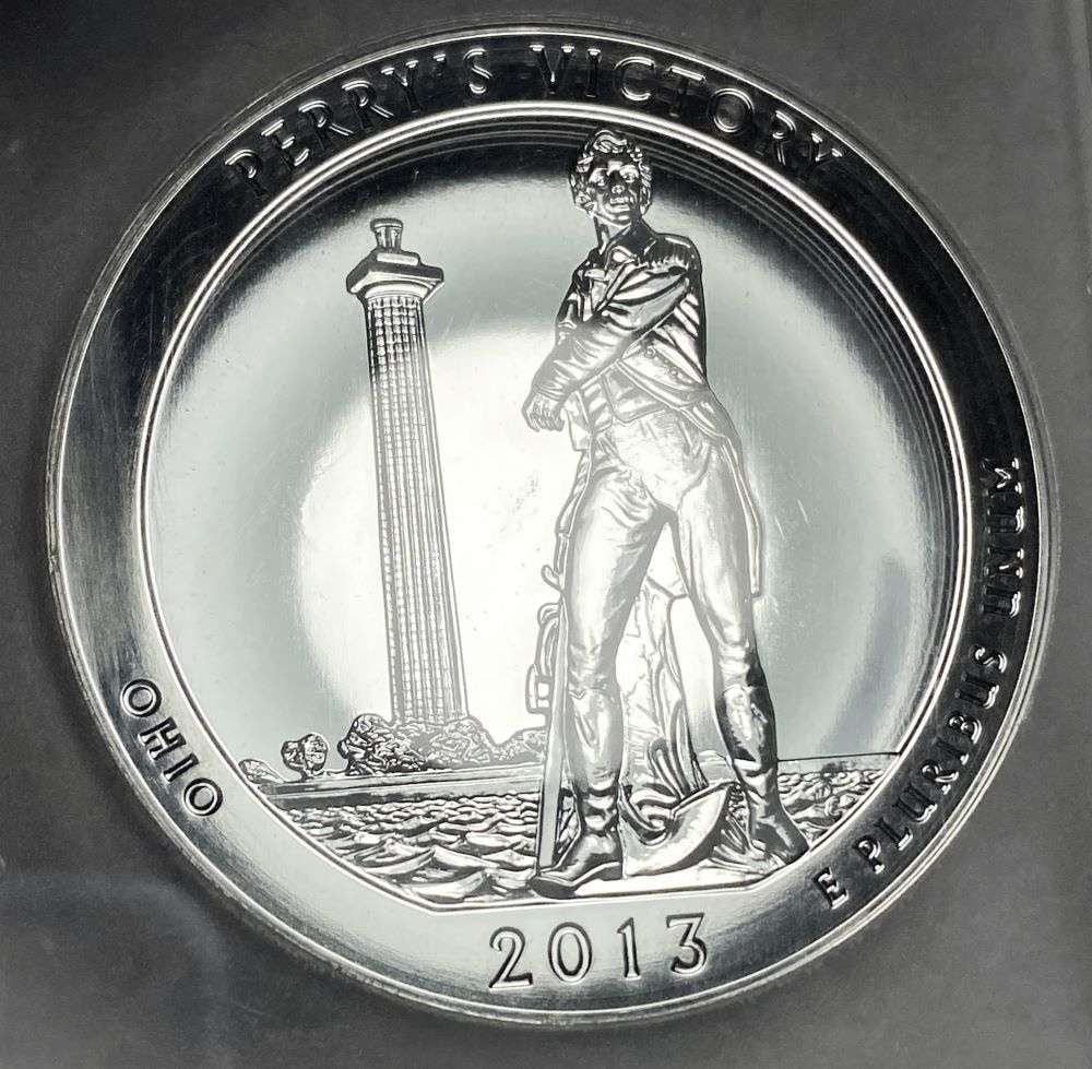 2013 ATB Ohio "Perry's Victory" 5 ozt .999 Silver PCGS MS69 First Strike Signed By John M. Mercanti (1 of 6)