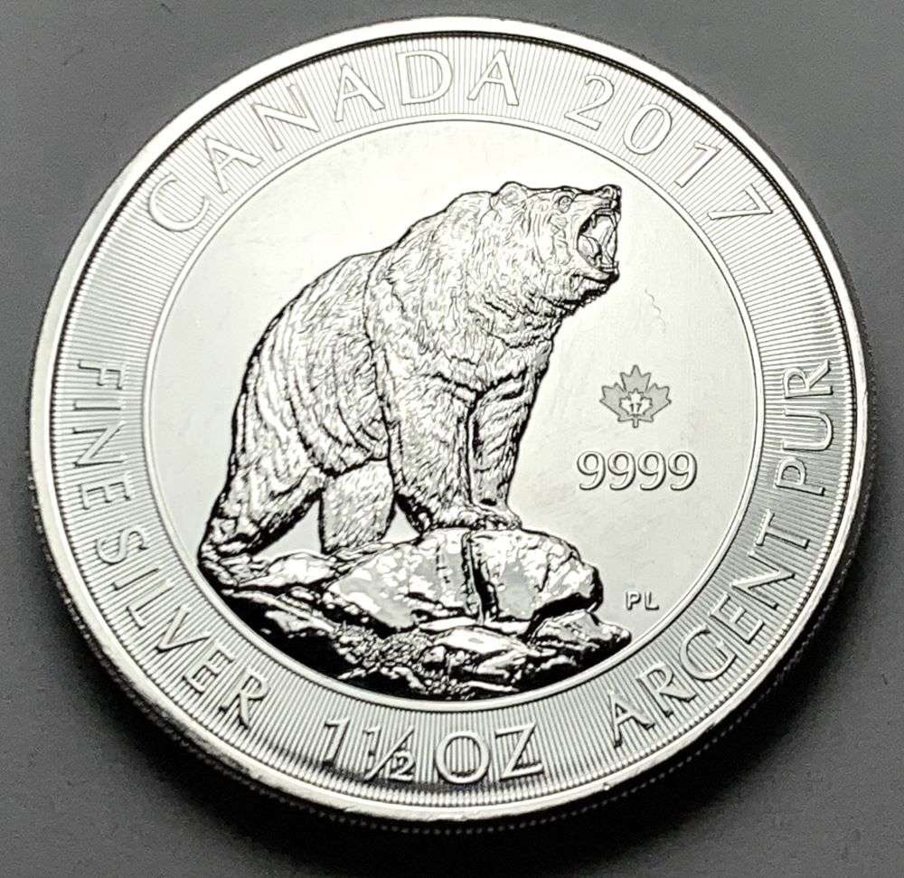 2017 Canada $8 Grizzly Bear 1.5 ozt .9999 Silver (1 of 3)