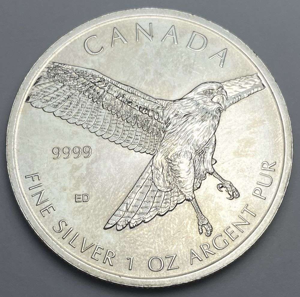 2015 Canada $5 Red-Tailed Hawk 1 ozt .9999 Silver: Winner shall receive the exact coin shown here. (RR/B)