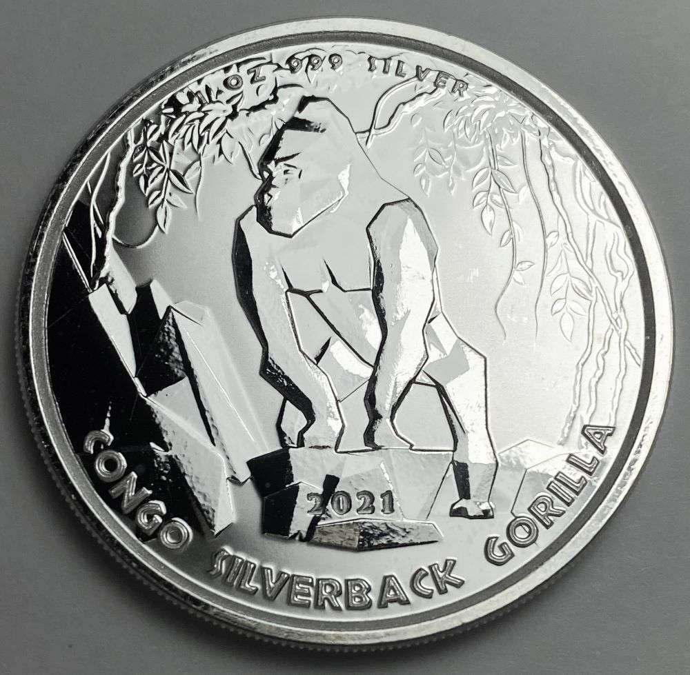 2021 Republic Of Congo 500 Francs "Congo Silverback Gorilla" 1 ozt .999 Silver (1 of 2)