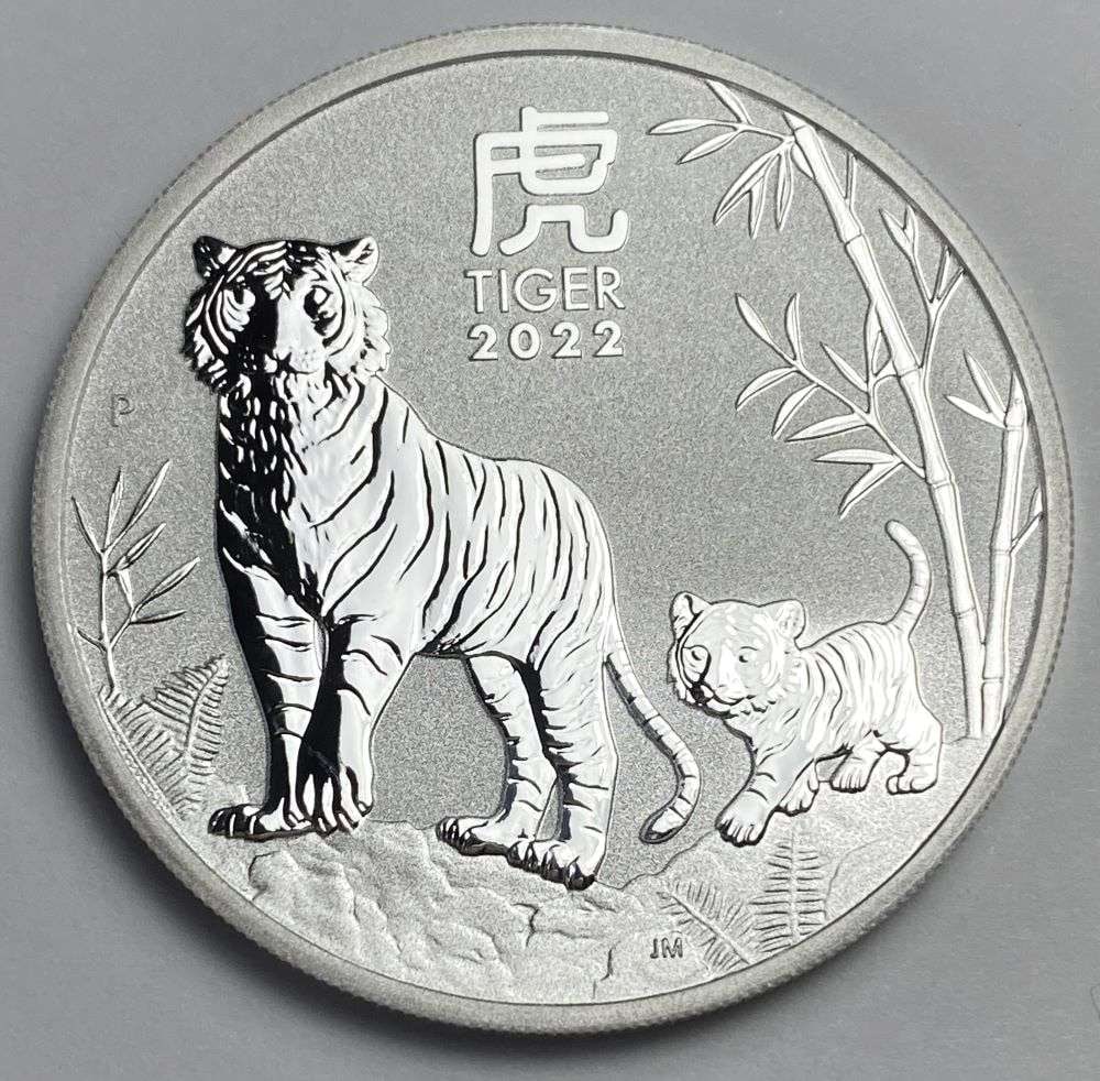 2022 Australia Lunar Tiger 1 ozt .9999 Silver Dollar: Winner shall receive (1) coin precisely resembling the one shown here. (RR/B)
