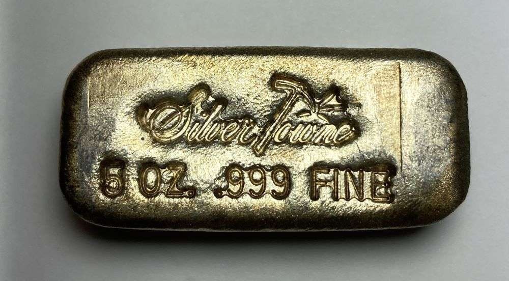 Extremely Rare Vintage 5 ozt Silvertowne .999 Silver Bar (1 of 4)