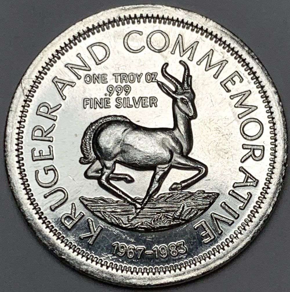 1967-1983 Krugerrand Commemorative Design 1 ozt .999 Silver: Winner shall receive the exact coin shown here. (EP/B)