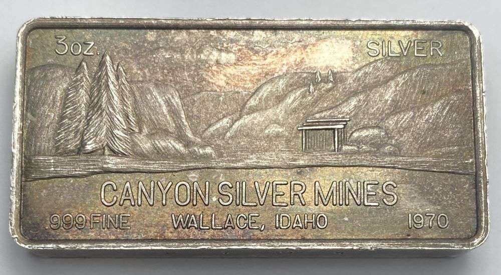 Very Rare 1970 Canyon Silver Mines W.H. Foster 3 ozt .999 Silver Bar (1 of 4)
