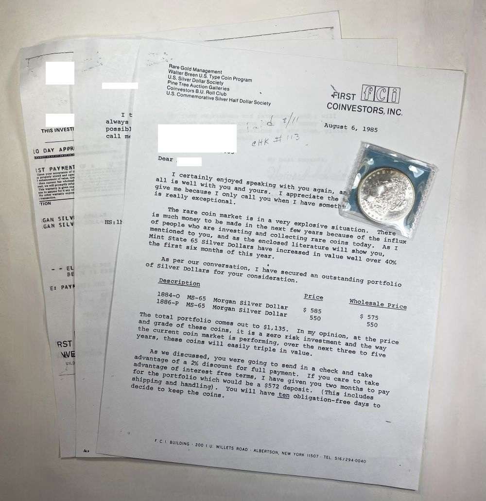 Old Time First Coin Vestors 1886 Morgan Silver Dollar MS65 (1 of 7)