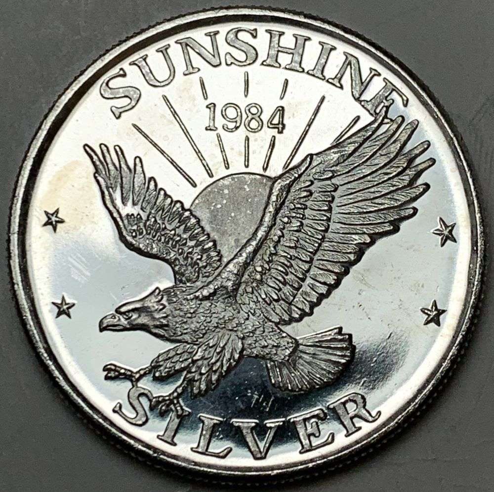 1984 Sunshine Mining Eagle 1 ozt .999 Silver (1 of 2)