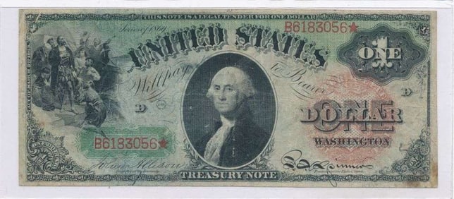 1866 United States Treasury Dollar Note Fine+