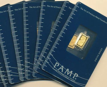 (10) PAMP 1 Gram .9999 Gold Bars Lady Fortuna
