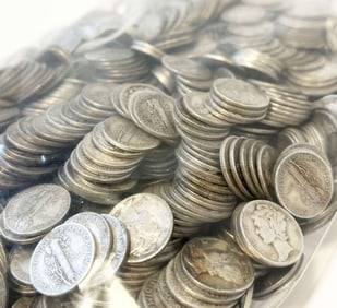 $100 Face Sealed Evidence Bag Mercury 90% Silver Dimes