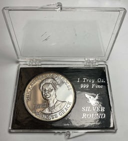 1929-1982 Princess Grace "The Last Fairy Princess" Proof 1 ozt .999 Silver