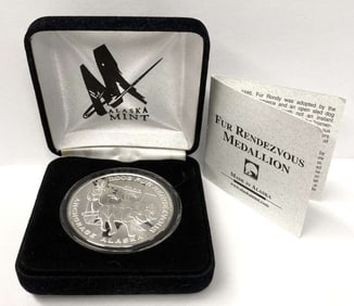 2008 Alaska Mint Fur Rendezvous Medallion Proof 1 ozt .999 Silver