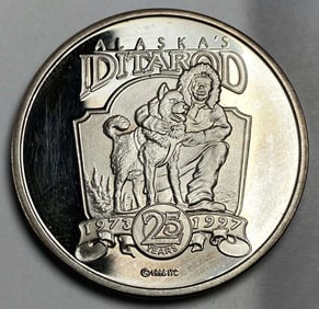 1973-1997 Alaska Mint Iditarod Sled Dog Race Proof 1 ozt .999 Silver