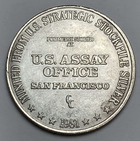 1981-CC U.S. Assay Office San Francisco 1 ozt .999 Silver Trade Unit