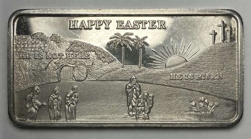 God's Sacred Events "Happy Easter" 1 ozt .999 Silver Bar
