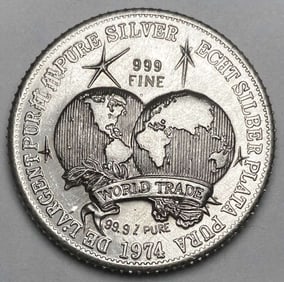 1974 The International Universal Trade Unit 1 ozt .999 Silver