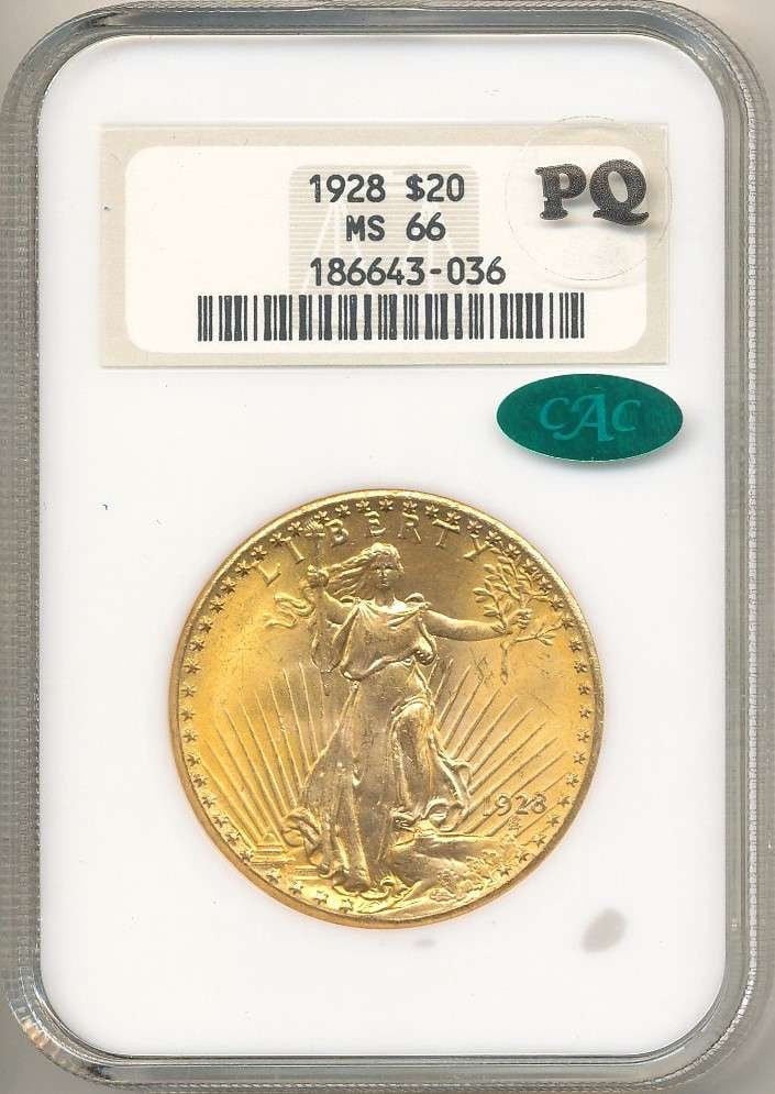 1928 Gold $20 Saint Gaudens NGC MS66 CAC PQ (1 of 4)