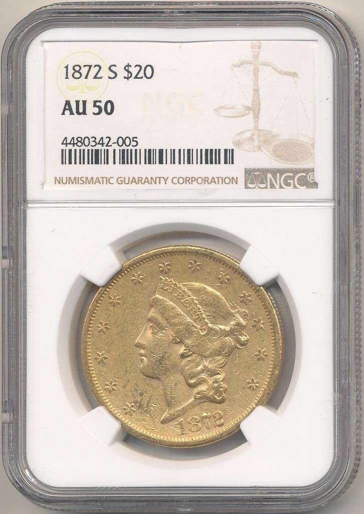 Last Minute! Rare 1872-S Gold $20 Liberty Head NGC AU50 (1 of 4)