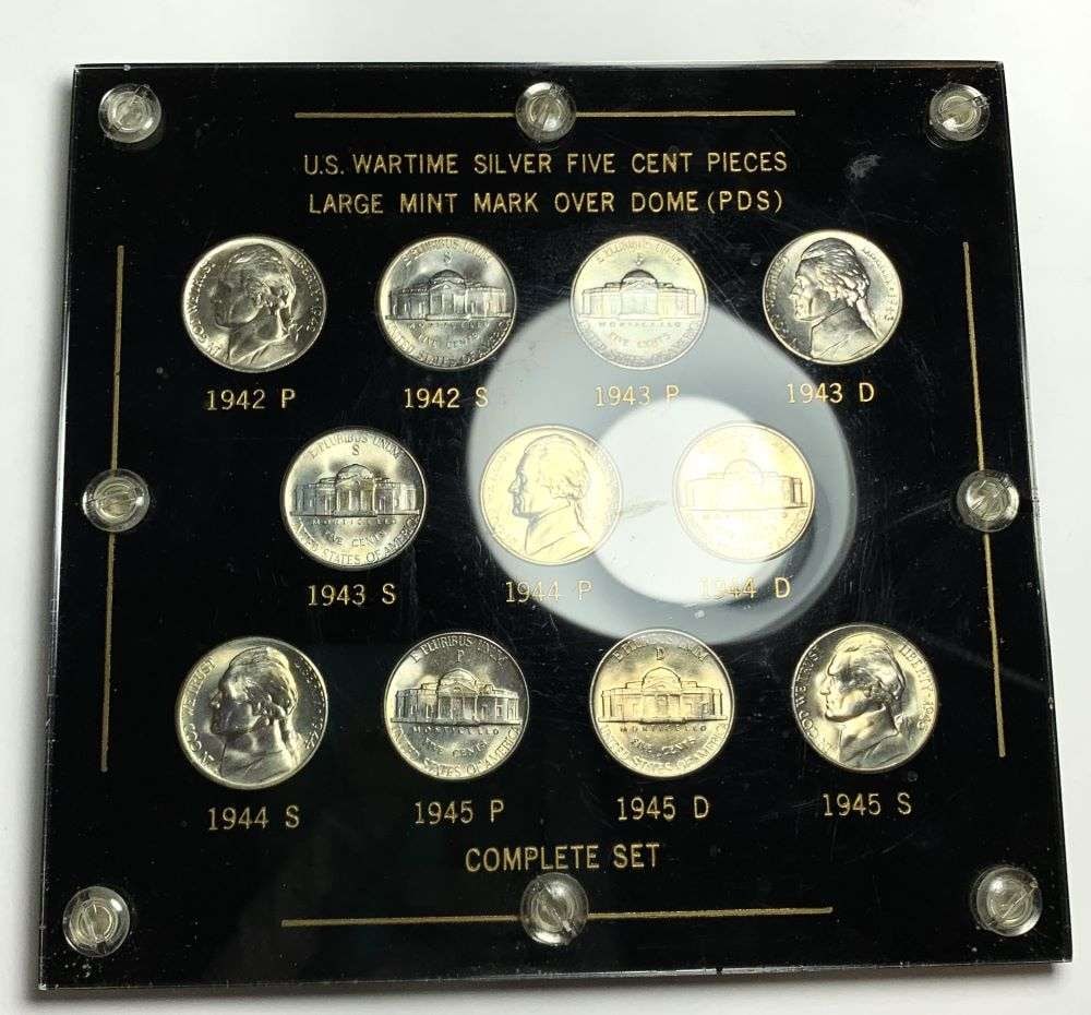 Complete Set 1942-1945-S U.S. Wartime Silver Five Cent Pieces Mint Condition (11-coins) (1 of 4)