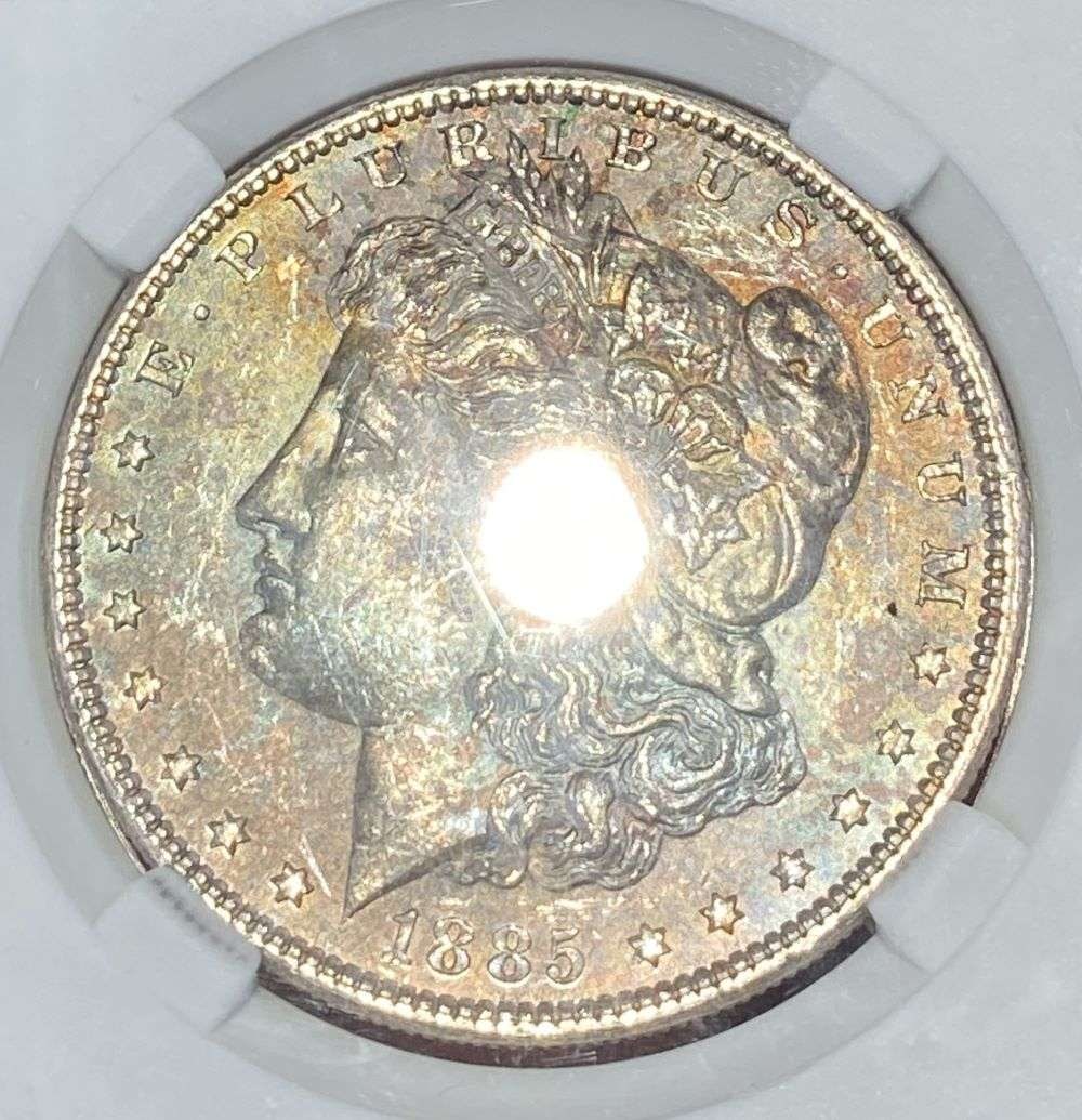 Rainbow 1885 Morgan Silver Dollar MS65 (1 of 6)