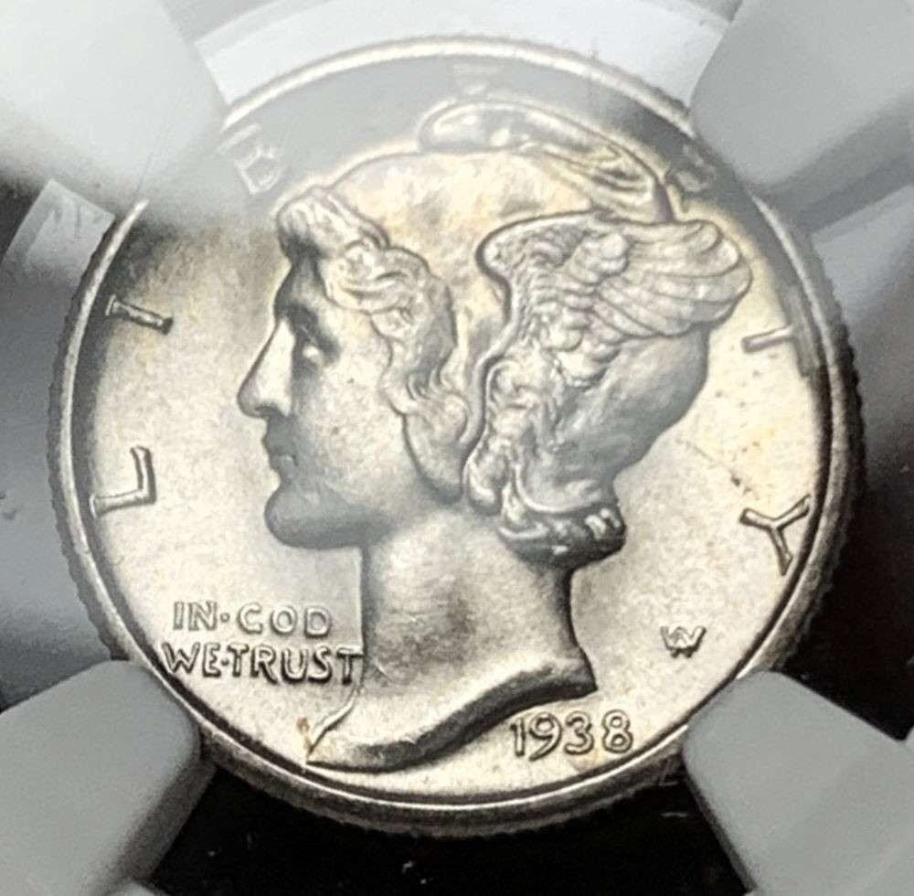 1938-D Mercury Silver Dime NGC MS66: Winner shall receive the exact coin shown here. (JM/TVC=RR)