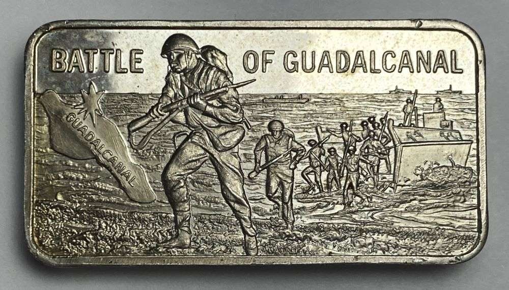 The History Of World War II "Battle Of Guadalcanal" Sterling Silver 1.4 ozt Bar (1 of 4)