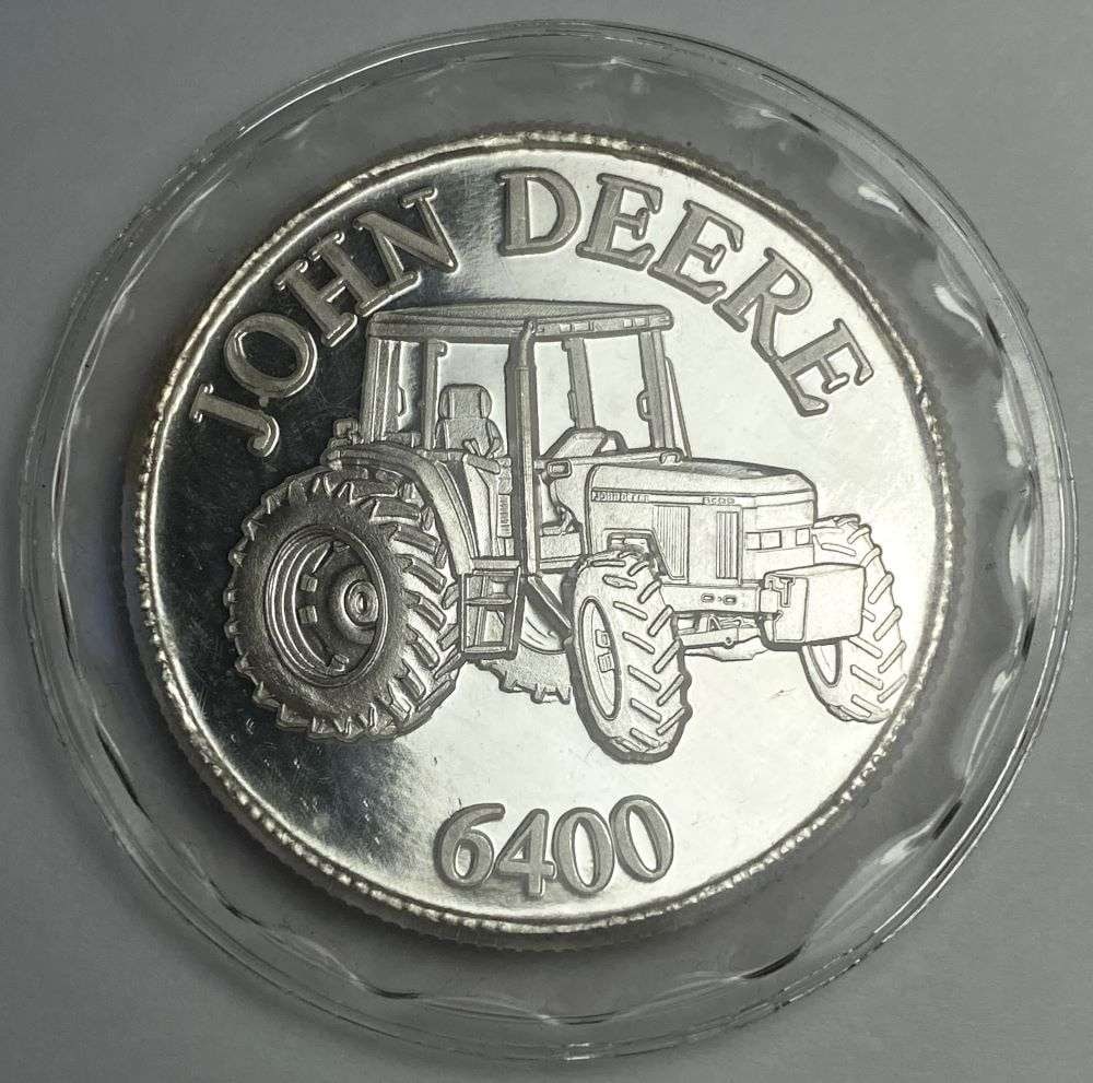 John Deere Proof 1 ozt .999 Silver: Winner shall receive the exact coin shown here. (RR)