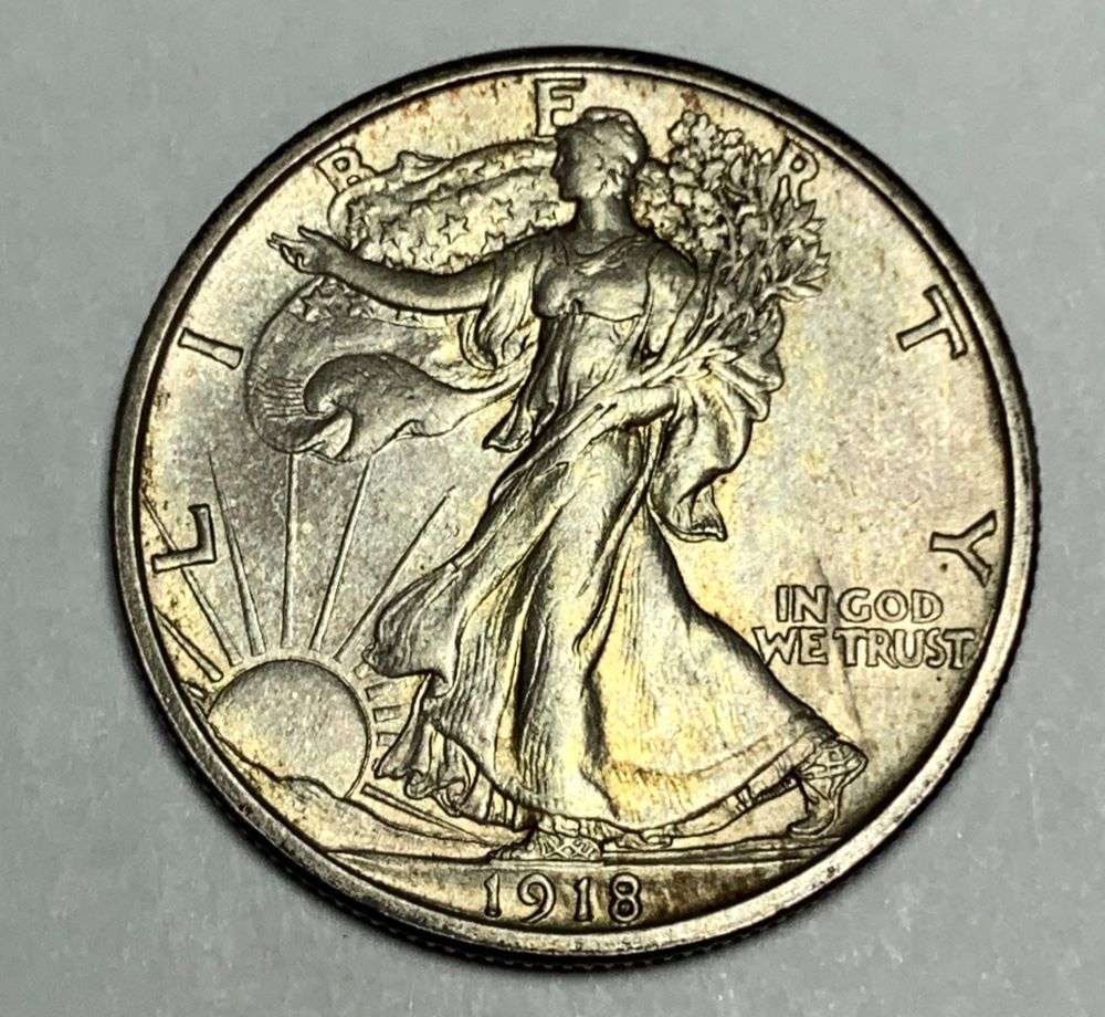 1918-S Walking Liberty Silver Half Dollar MS62 Details: Winner shall receive the exact coin shown here. (EP/LBB)