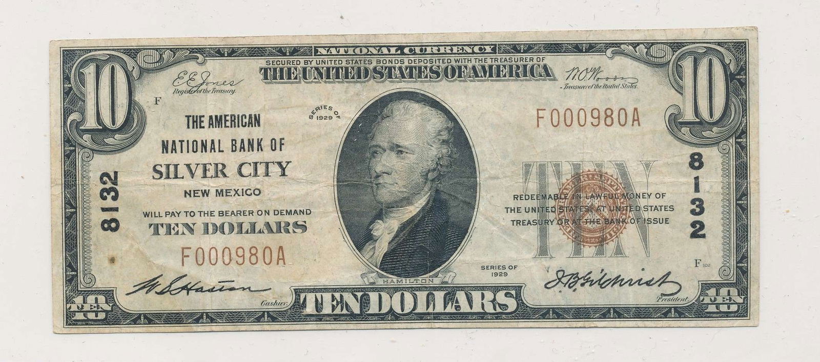 Rare 1929 National Currency Silver City! $10 Note (1 of 2)