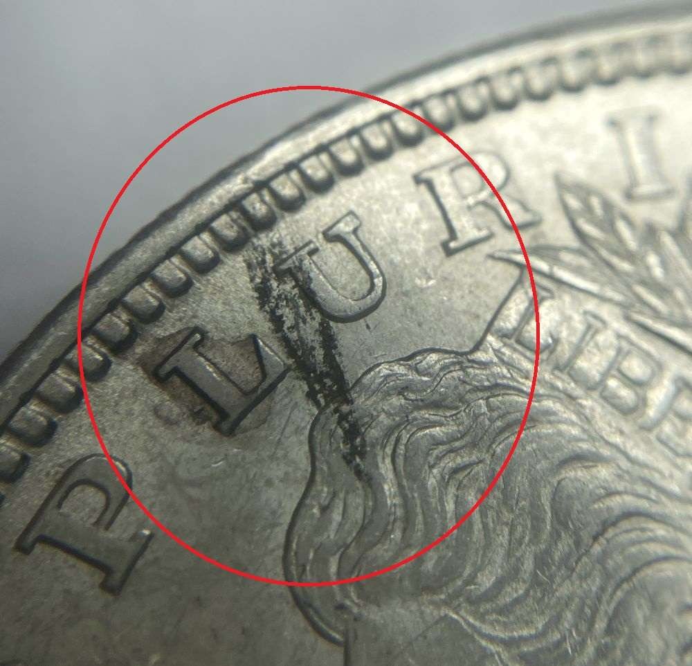 Mint Error 1921 Morgan Silver Dollar AU58 Die Crack (1 of 3)