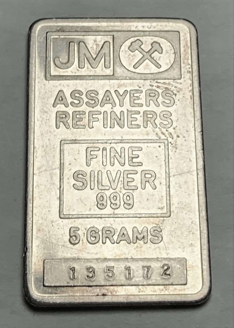 JM Assayers Refiners 5g .999 Silver Bar: Winner shall receive the exact bar shown here. (BD/TVC=UB)