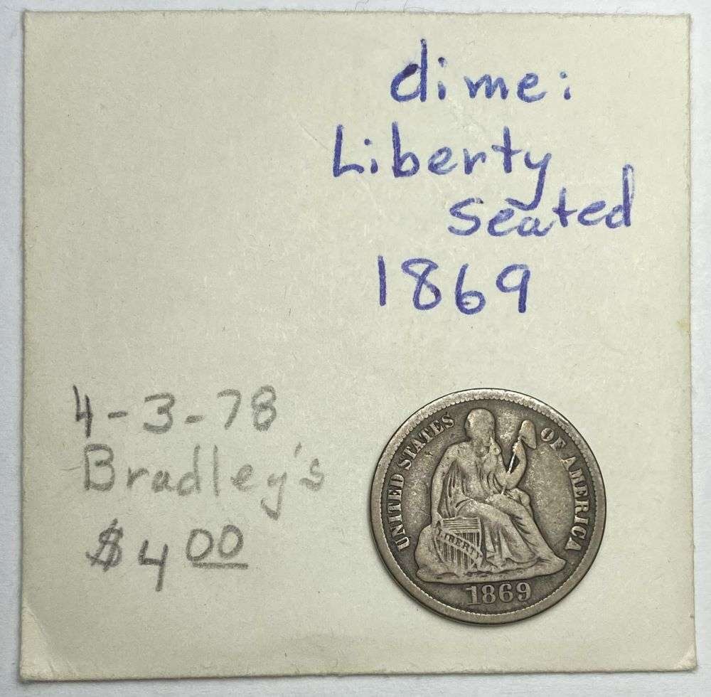Old Time Collection 1869-S Liberty Seated Dime Fine (1 of 3)